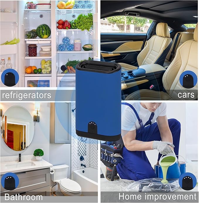 Uni-gifts Portable Ozone Generator Air Purifier – 5000mAh Rechargeable Battery Operated Odor Eliminator for Home Car Hotel Rooms Bathroom Kitchen Pets Shoes Smoke & Dust