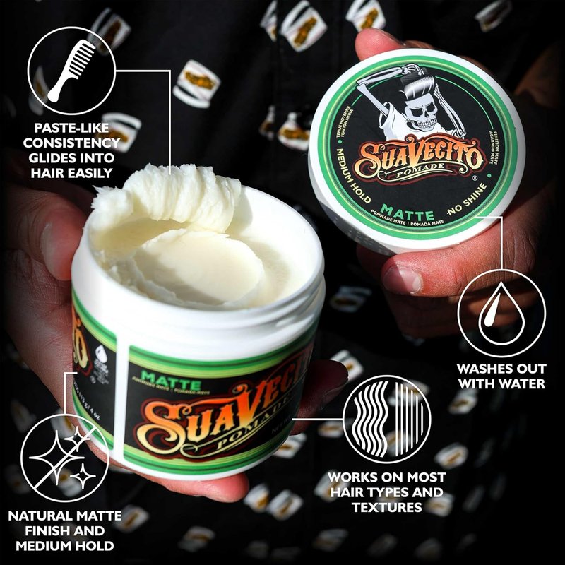 Suavecito Pomade - Matte Hair Paste for Men | Medium Hold, 4 oz - Natural Texture Styling