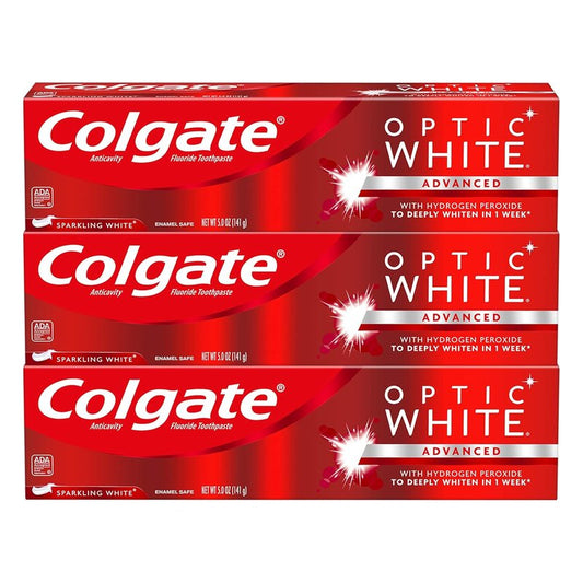 Colgate Optic White Whitening Toothpaste - Sparkling White, 5 oz (3 Pack)