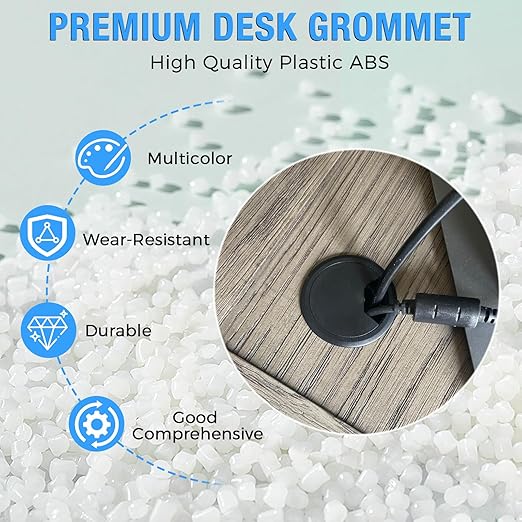 BOPOREAE Desk Grommet 2-1/16" (53 mm), Desk Cord Hole Cover, Cable Grommet ABS Plastic, Desk Hole Grommet for Office and Home Table Cable, Detachable Adjustable Cable Cord Organizer (White 2 Pcs)
