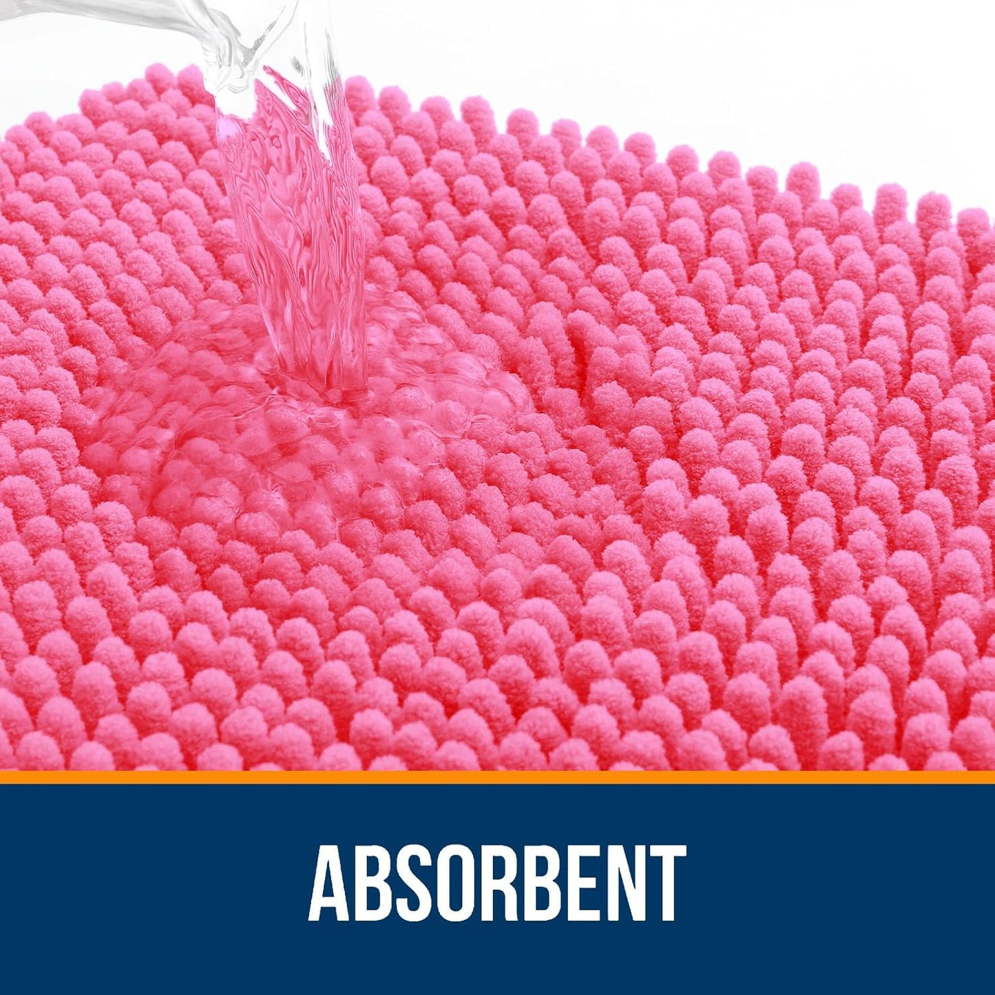 OLANLY Bathroom Runner Rugs - Soft Absorbent Chenille with Rubber Backing | Quick Dry, 47x24, Hot Pink