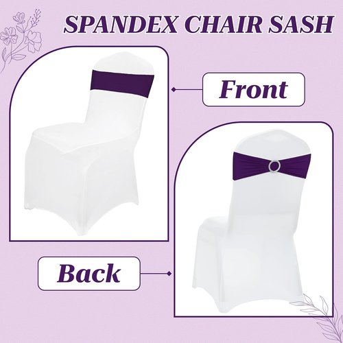 MDS Spandex Chair Sashes - Universal Fit Elastic Stretch Bows with Buckle Slider | 250 Pack - Purple
