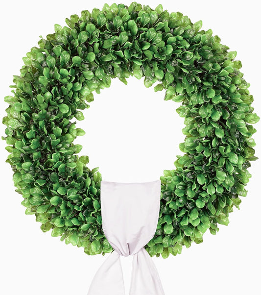 Regine Switzerland 20-Inch Artificial Boxwood Wreath - Versatile Greenery for All Seasons, Perfect for Home Decor