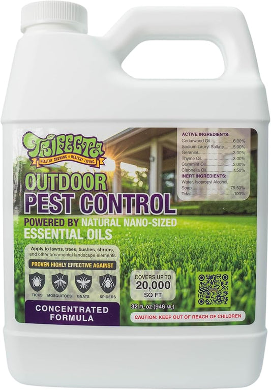 Trifecta Natural Outdoor Pest Control Yard Spray with Essential Oils | Mosquito, Ant, Flea, Tick, Gnat Killer on Contact & Repellent Treatment for Insects Bugs | Safe Around Kids & Pets | 32oz Conc