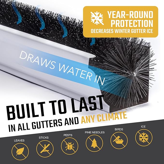 GutterBrush Gutter Guard for 5 Inch Gutters - 15 Ft DIY Leaf Filter Insert | Gutter Protection Brush Blocks Leaves & Debris | 4.25" Diameter - Alternative to Gutter Covers & Screens | Made in USA
