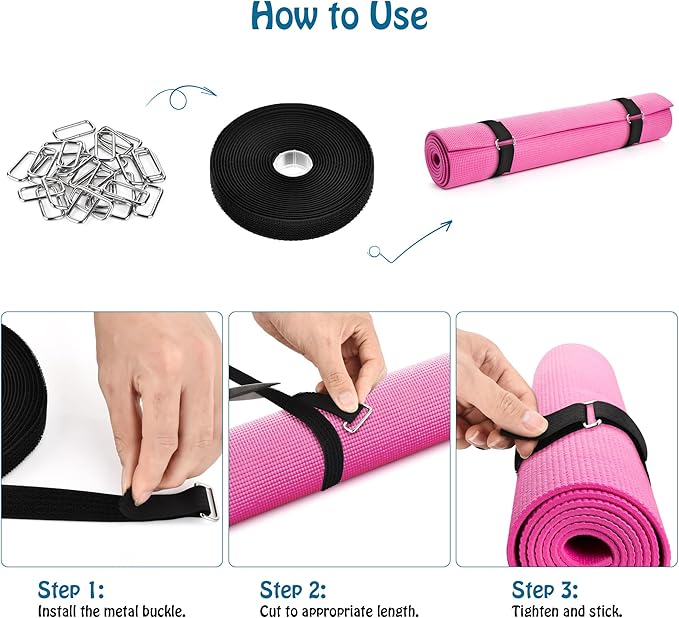 Nettbe 0.75"x19.7ft Hook and Loop Straps with 30 Buckles Adjustable Cut-to-Length Cable Ties - Reusable Nylon Fastening Tape Cable Straps for Storage or Organization (0.75in x 19.7ft)