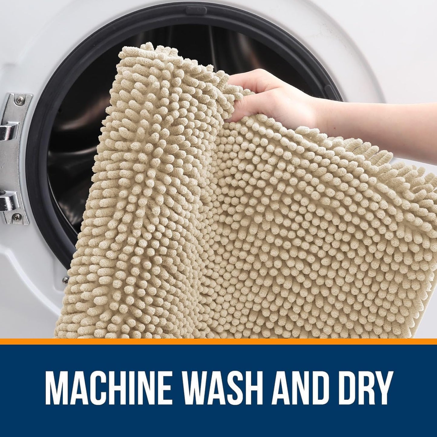 OLANLY Large Bath Rugs - Extra Soft Chenille, Quick Dry & Machine Washable | 50x30 Inches, Beige