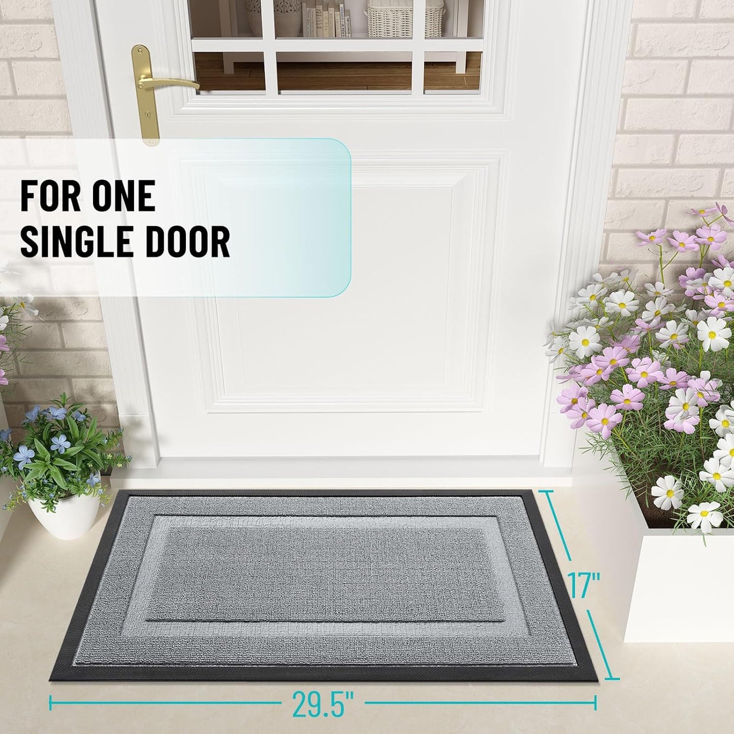 OLANLY Waterproof Front Door Mat - All-Season Indoor/Outdoor Doormat | Sturdy Natural Rubber, 29.5x17, Ash Gray