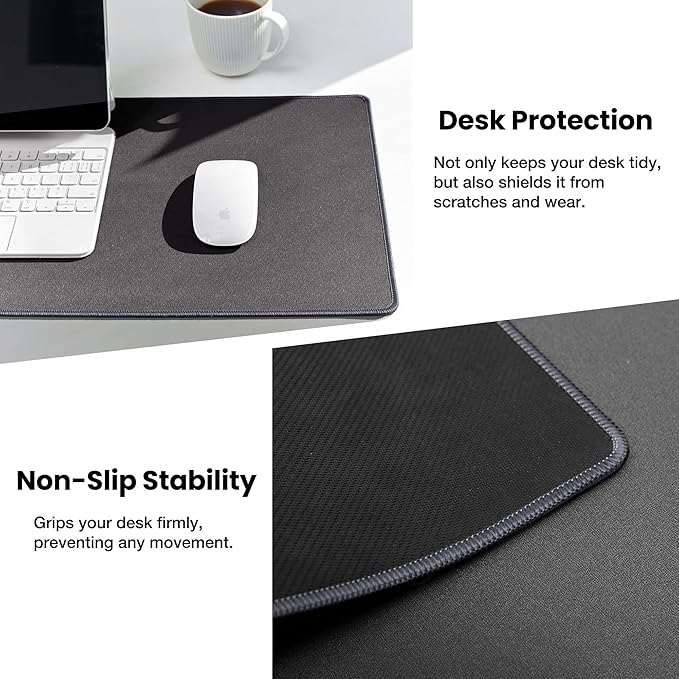 ALOANES Waterproof Mouse Pad with Durable Stitched Edge, Gaming Keyboard, Non-Slip Rubber Base Mouse Mat, Desk pad for Gamer, Office& Home, Dark Gray Mousepad XL(31.50"x11.81"x0.12")