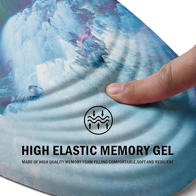 LSLXDCLJ Ergonomic Mouse Pad with Wrist Rest Support,Mousepad Relief Carpal Tunnel Pain, Entire Memory Foam Mouse Pad with Non-Slip PU Base, Wireless Mouse Pad,Falls Dazzling Galaxy