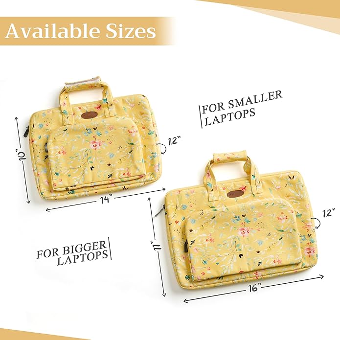 Maison d'Hermine Laptop Bag with Pocket Upto 15.5 inch Stain and Water Repellent Cotton Canvas Spring Summer (Colmar - Yellow)