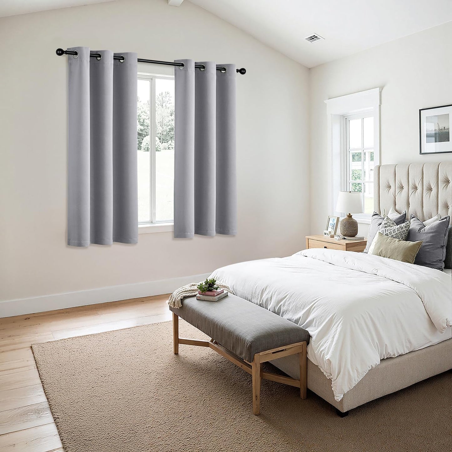 MIULEE Light Grey Blackout Curtains - Thermal Insulated Room Darkening Drapes | 63 Inches, 2 Panels