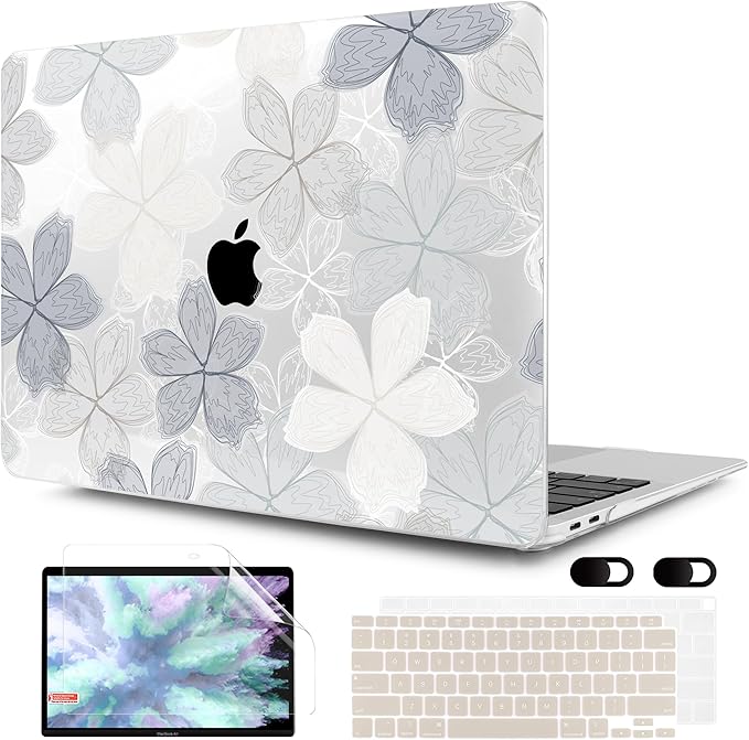 MEEgoodo for MacBook Air 13 inch Case 2021 2020 2019 2018 Released A2337 M1 A2179 A1932 with Touch ID, Plastic Hard Shell & Keyboard Cover Compatible with MacBook Air 13.3, Multicolored Roses