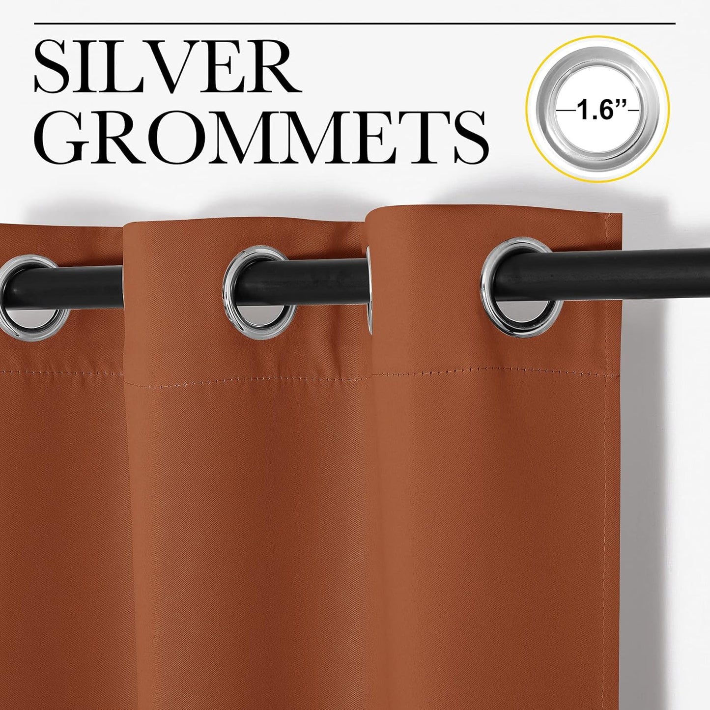 NICETOWN Blackout Curtains - Thermal Insulated Grommet Drapes for Halloween | 42 x 84 Inches, Burnt Orange