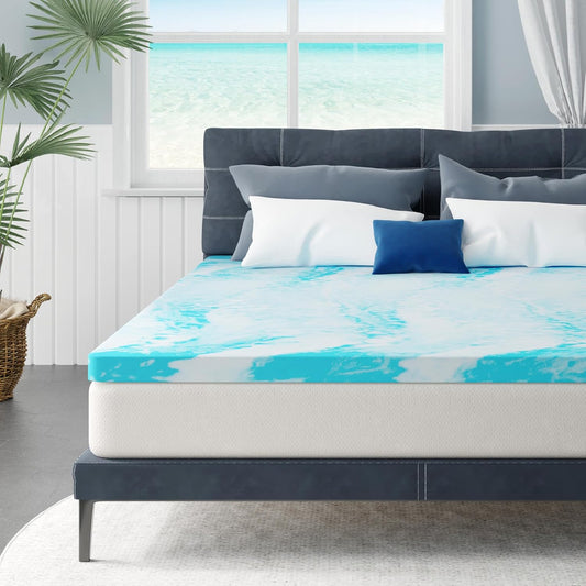 MLILY Queen Mattress Topper - 3 Inch Gel-Infused Memory Foam Cooling Pad | CertiPUR-US Certified, 60”x80”