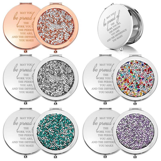 Unittype 10 Pcs Inspirational Compact Mirror for Women Thank You Gifts Bulk Travel Pocket Mirror Employee Appreciation Gift for CNA Nurses Teacher End of The Year Secretaries (Assorted Colors)