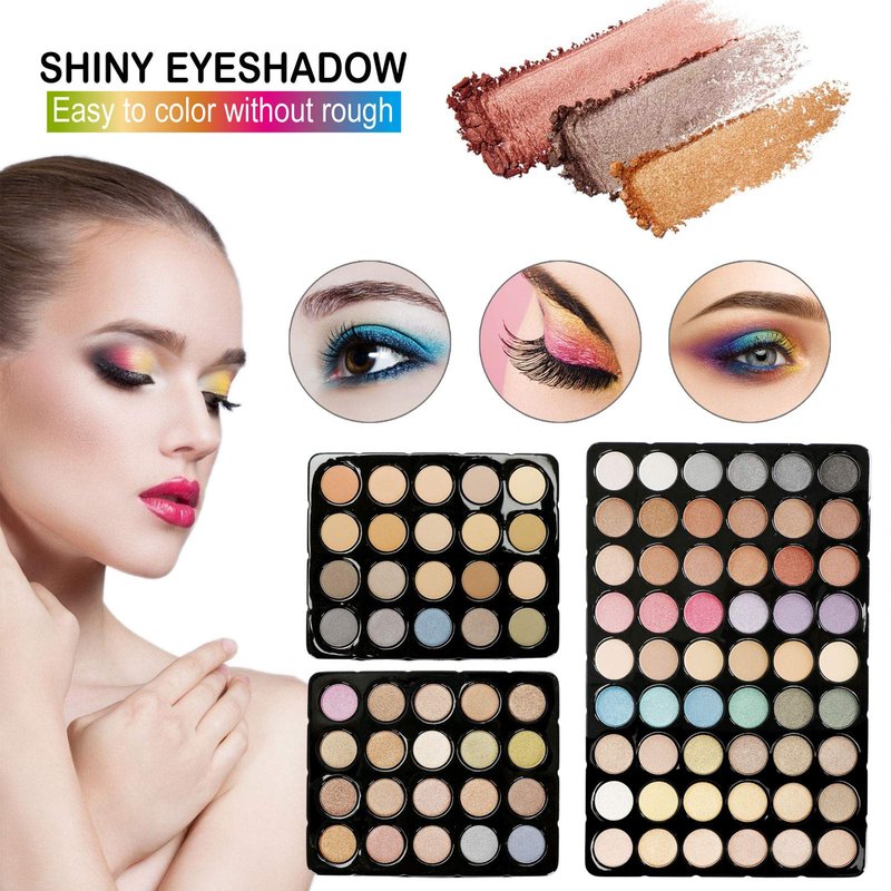 Pure Vie All-in-One Holiday Makeup Gift Set Xmas Essential Starter Bundle Include Eyeshadow Palette Lipgloss Concealer Blush Eyebrow Foundation Face Powder Eyeliner Pencil