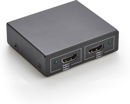 Amazon Basics HDMI Splitter 1 in 2 Out for Dual Monitors, 4K@30Hz, 1080P, Mirror Only, Black