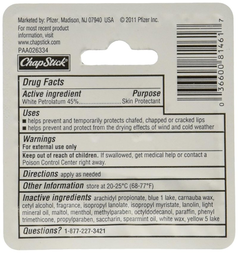 ChapStick Classic Spearmint Lip Balm - Moisturizing Skin Protectant | 0.15 oz, Pack of 12
