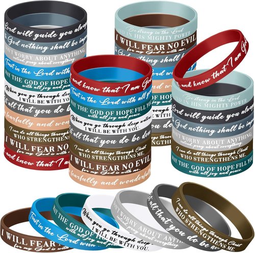 Ecation Bible Verses Bracelets - Inspirational Silicone Wristbands for Easter & Parties | Bulk Rubber Wristbands