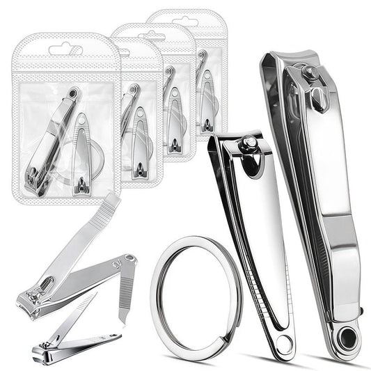 Keeshibao Nail Clippers Bulk Pack, Toenail Fingernail Nail Clippers with Keychain Ring for Men Women Adult 8-Piece Stainless Steel Toe Nail Clippers for Travel, Gifts, Homeless Care(Large & Small)