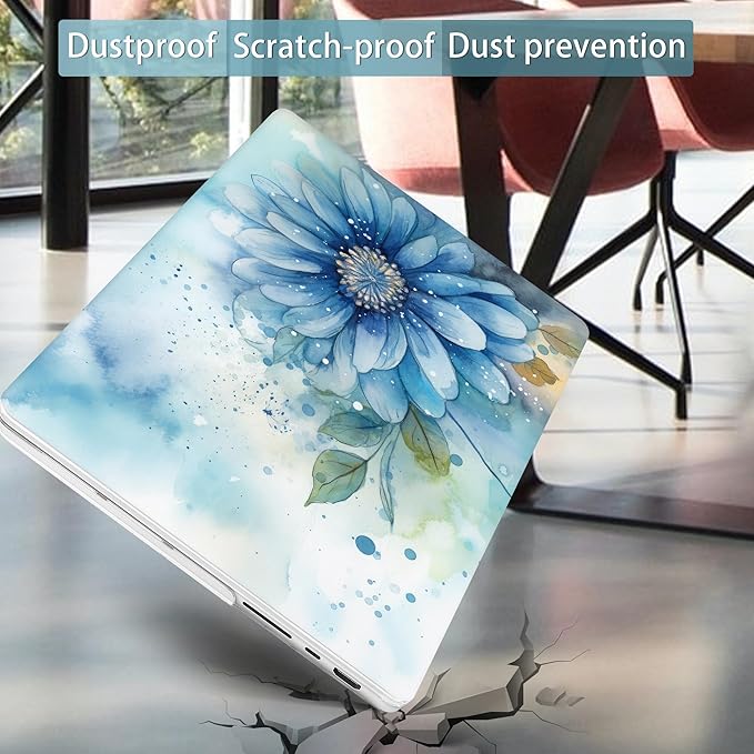 Mektron Case for 2026 M5 MacBook Pro 16 inch A3429 A3428 M4 A3403 A3186 M3 A2991 M2 A2780 M1 A2485 (2021-2025) Pro/Max with Liquid Retina XDR, Hard Shell Plastic Laptop Cover, Watercolor Blue Flower
