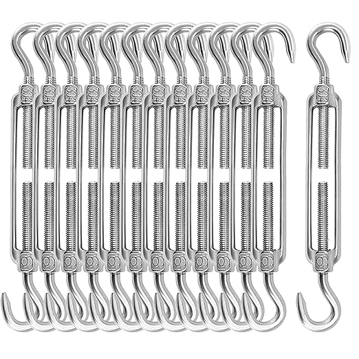 SEHOI 13 Pack M6 Turnbuckle Hook & Hook Turnbuckles, 304 Stainless Steel Turnbuckle, Heavy Duty Turnbuckle for Wire Rope Tension