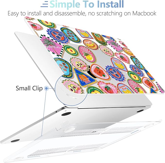 MEEgoodo Case for M5/M4/M3/M2 MacBook Air 13 inch 2026 2025 2024 2022, Fit Model A3449/A3240/A3113/A2681, Case Compatible with MacBook Air 13.6-inch, Fruit & Sticker