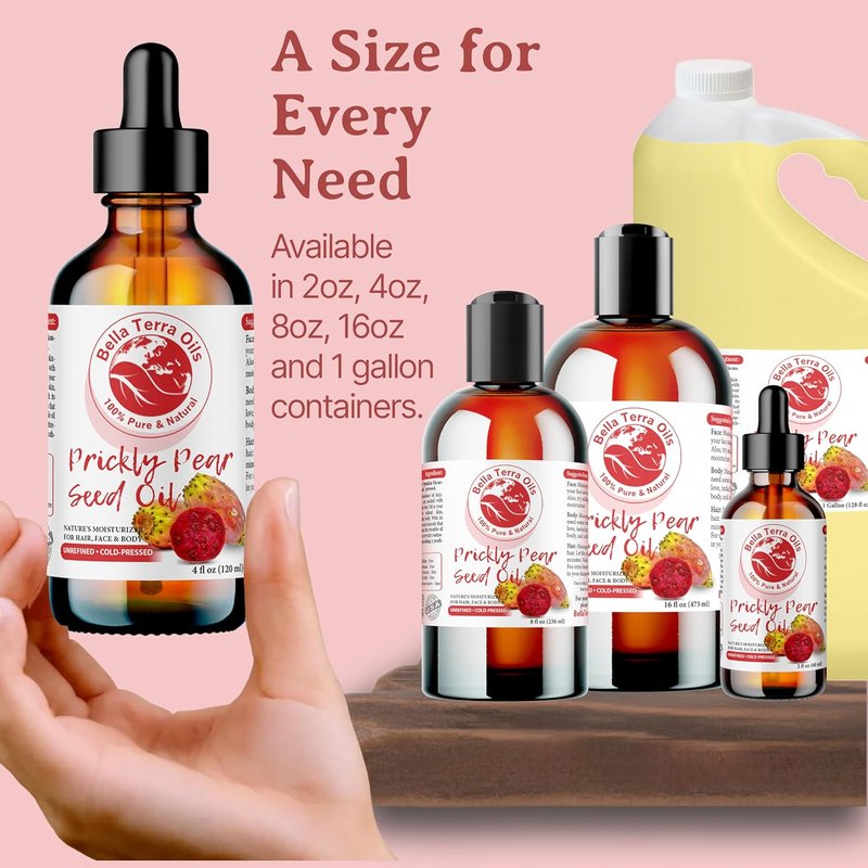 Prickly Pear Seed Oil - 8 oz Cactus Extract for Radiant Skin | Rich in Vitamin B & Zinc