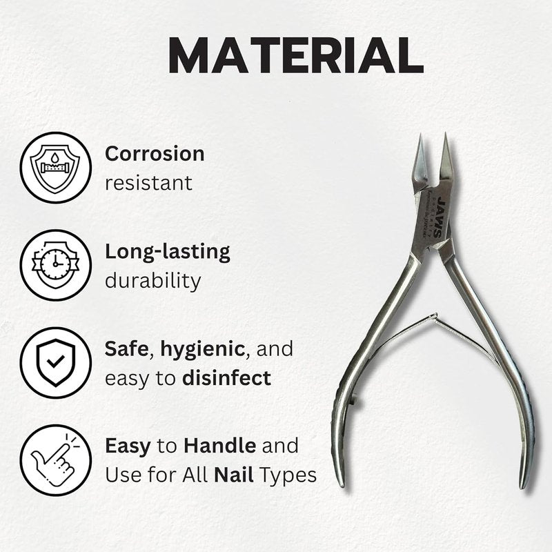 Jaws Podiatry Toenail Clippers - Surgical-Grade Stainless Steel, Double-Action Blades | Compact Silver Pedicure Tool for Thick Nails