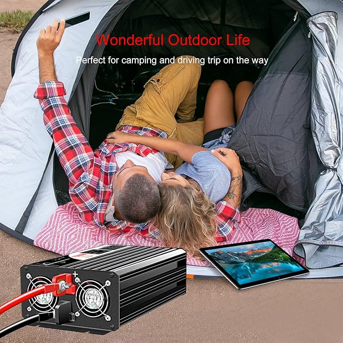 Xijia 1500W Power Inverter, 60V to 120V Pure Sine Wave Inverter, Surge 3000W Power Converter for Golf Carts, RVs, Camping and Outdoor Adventures