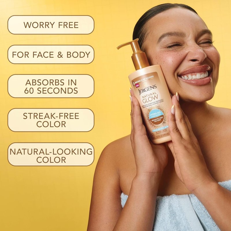 Jergens Natural Glow - Hyaluronic Acid Tanning Lotion | Fragrance-Free Hydrating Gel, 8.3 Fl Oz