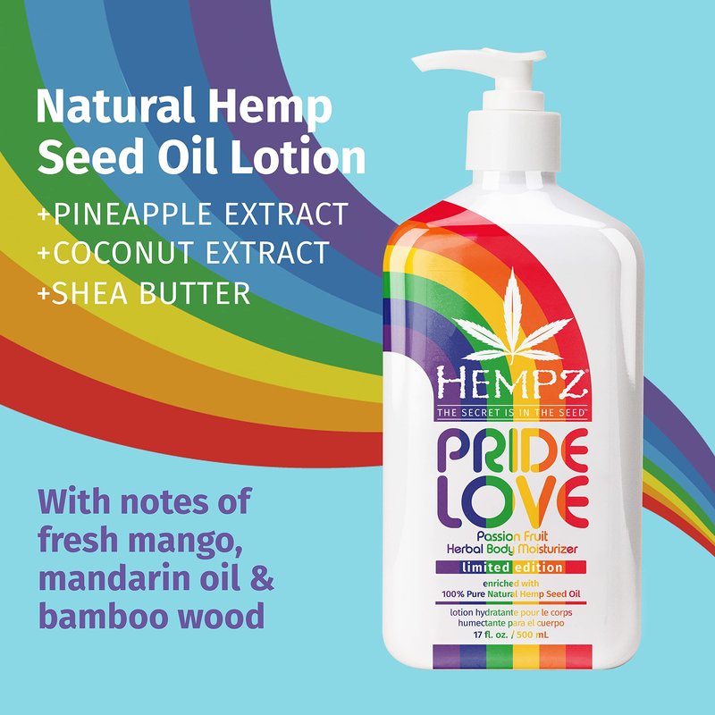 Hempz Body Lotion - Passion Fruit Pride Love - Limited Edition Daily Moisturizing Cream, Shea Butter, Aloe, Lavender Extract Body Moisturizer - Skin Care Products, Hemp Seed Oil - Large