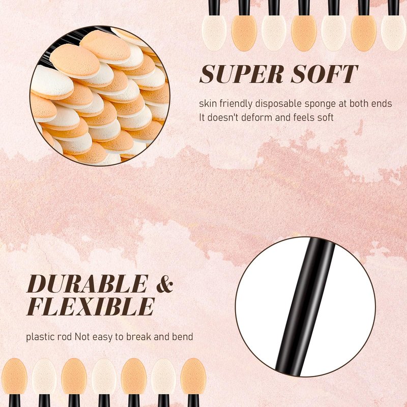 Mifoci 1000 Pcs Eyeshadow Applicators, Disposable Dual Sides Eye Shadow Sponge Applicators, Eyeshadow Brush for Lady Women Makeup Daily Beauty(Black)