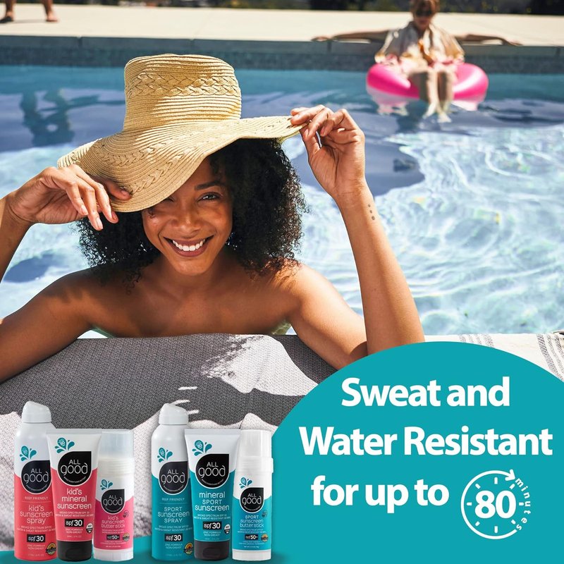 All Good Sport Mineral Sunscreen - SPF 50 Butter Stick & SPF 30 Lotion | Water Resistant, Coral Reef Friendly