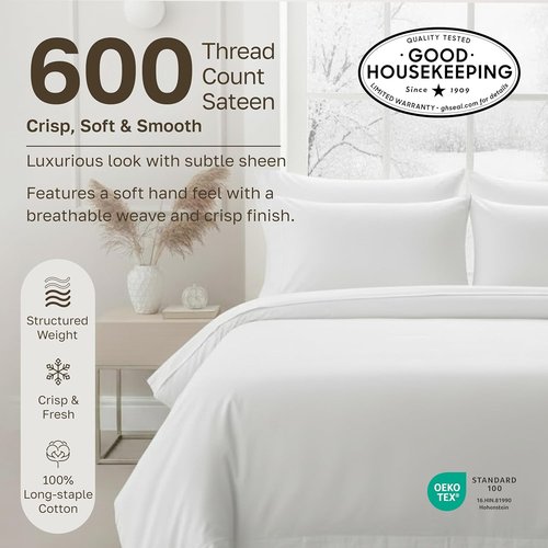 Luxuriously Soft 600 Thread Count Cotton Pillowcases - Set of 2 in Blue | Fits Standard & Queen Pillows
