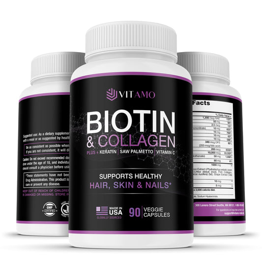 Vitamo Postpartum Hair Loss Vitamins for Women | Postnatal Hair Growth with Hyaluronic Acid, B-Complex, Biotin, Collagen & Keratin | Advanced Hair, Skin & Nails Supplement | 90 Capsules