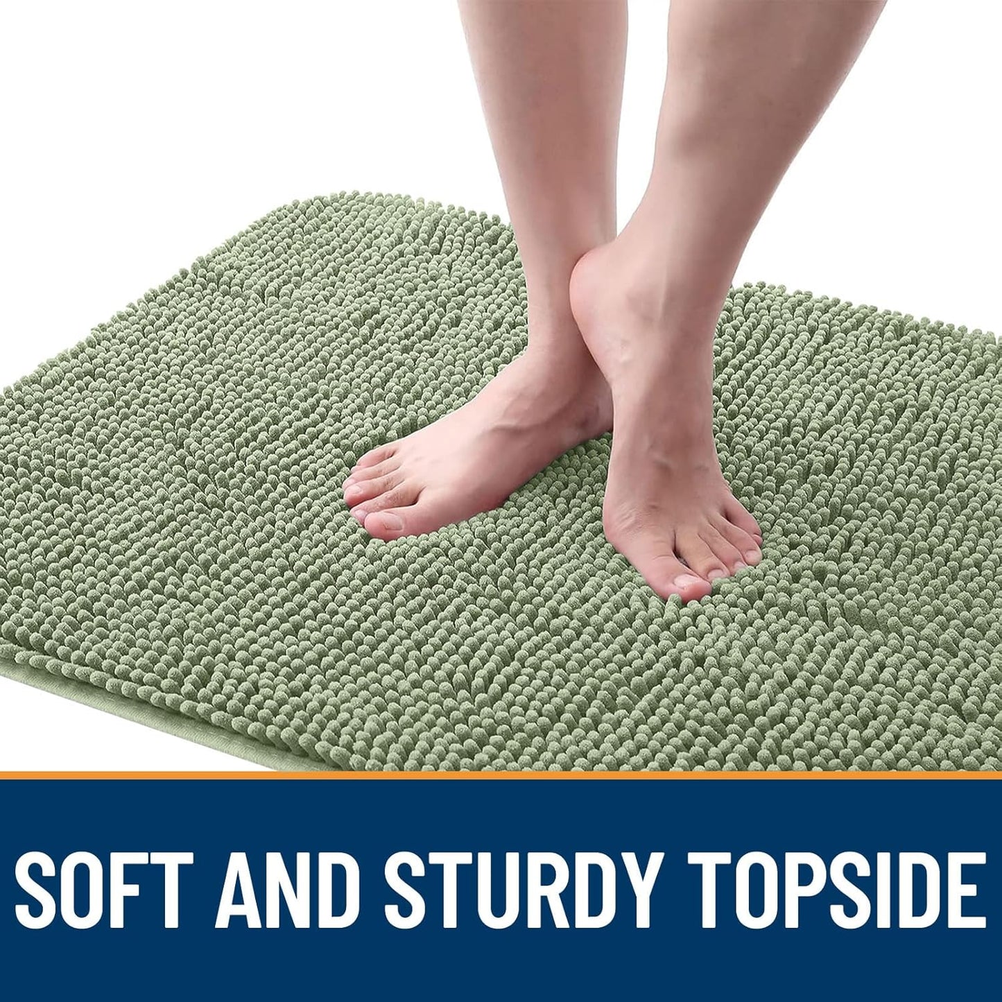 OLANLY Dog Door Mat - Absorbent Non-Slip Chenille Mat for Muddy Paws | 47x32 Inches, Sage Green