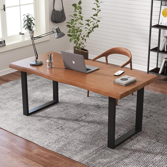 Skiennix Solid Wood Office Desk - Stylish & Durable Design | Multi-Size Options for Home or Work (Tan, 55.12 in)