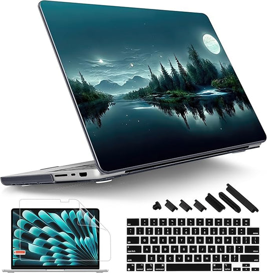 Tuiklol for MacBook Pro 14 Inch Case 2026 2025 2024 2023 2022 2021 Release M5/M4/M3/M2/M1 A2442 Pro/Max,Hard Shell Case with Screen Protector for Touch ID, Night Forest