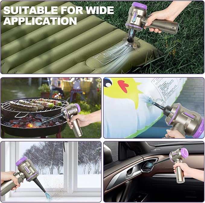 PeroBuno Air Duster for PC, 200000RPM Compressed Air, Mini Vacuum 2-in-1, 35 mins Runtime, Brushless Motor Electric Air Blower with 3 Gear and Rechargeable Battery - Canned Air - Keyboard Cleaner