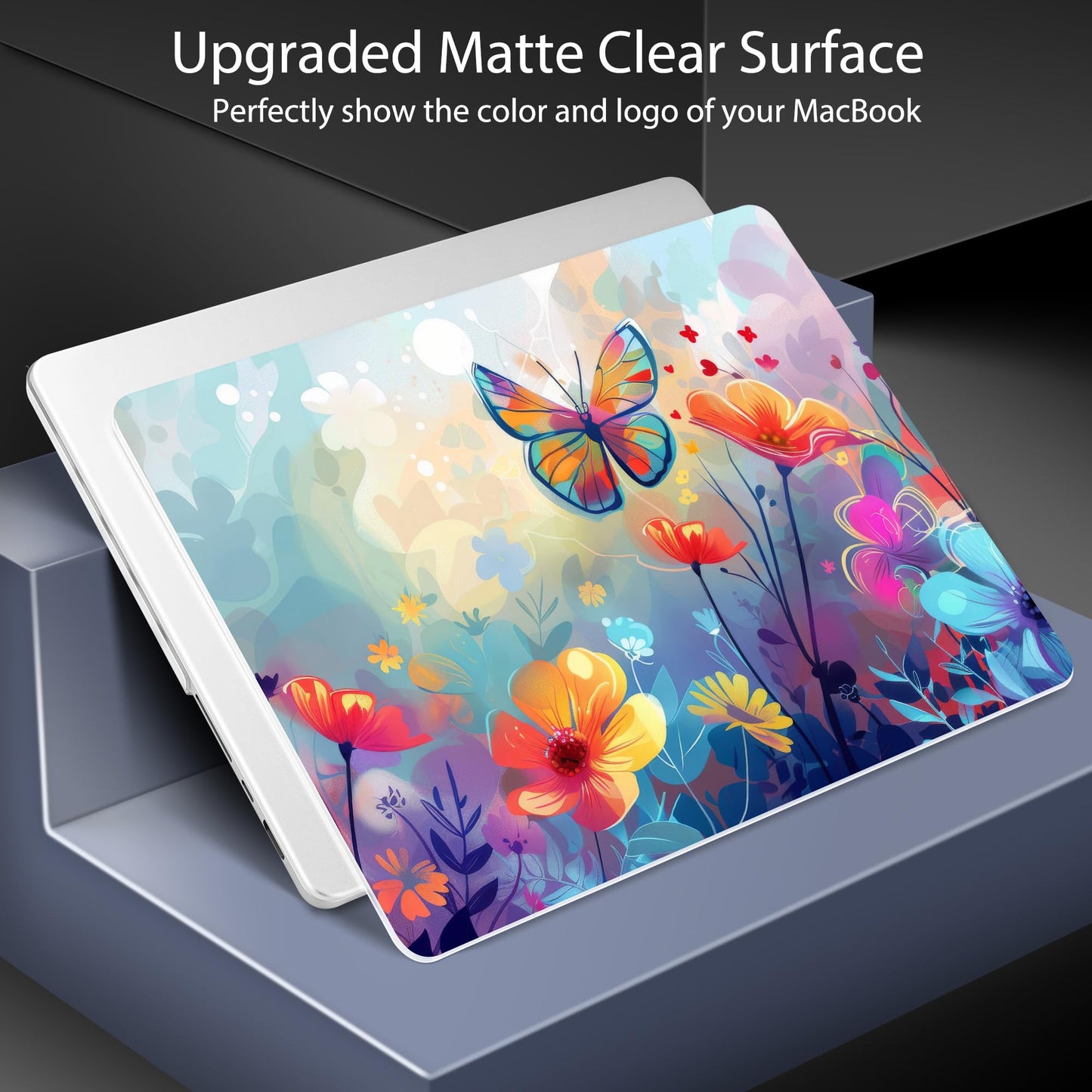 Lepeoac Case for MacBook Pro 16 inch Case 2026-2021 | M5 A3429 A3428 M4 M3 M2 M1 Pro/Max | Protective Hard Shell Laptop Cover with Screen Protector & Keyboard Cover | Flowers & Butterflies