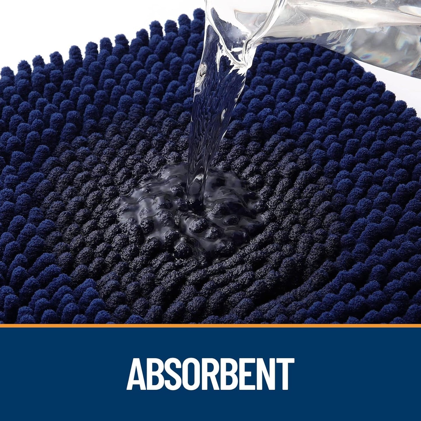 OLANLY Dog Door Mat - Absorbent Non-Slip Chenille for Muddy Paws | 70x24, Quick Dry, Navy Blue