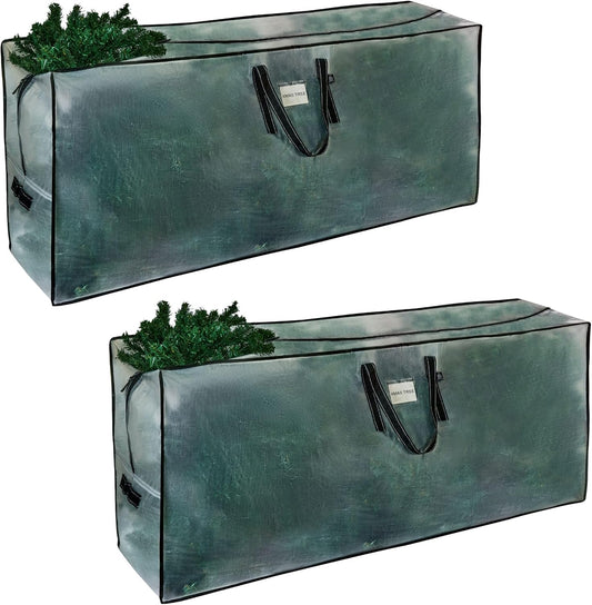 VENO Clear Christmas Tree Storage Bags - Heavy Duty 9 Ft Capacity with Zipper & Durable Handles | 2 Pack