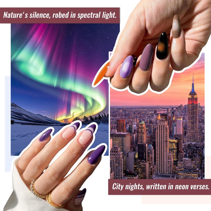phoenixy 24Pcs Gel Nail Polish Set, 20 Colors Purple Red Burgundy Brown Dark Gel Polish with Base & Glossy, Matte, Glitter Top Coat Soak off Gel Polish Kit Gifts for Women Girls Nail Salon at Home