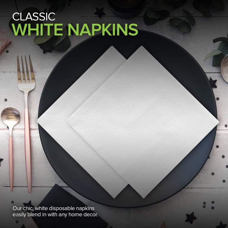 Stock Your Home 12 Inch Disposable Napkins - Made in The USA 1 Ply White Dinner Napkins - Paper Napkins for Dinner, Parties, Crafts, Daily Use - 1000 Pack