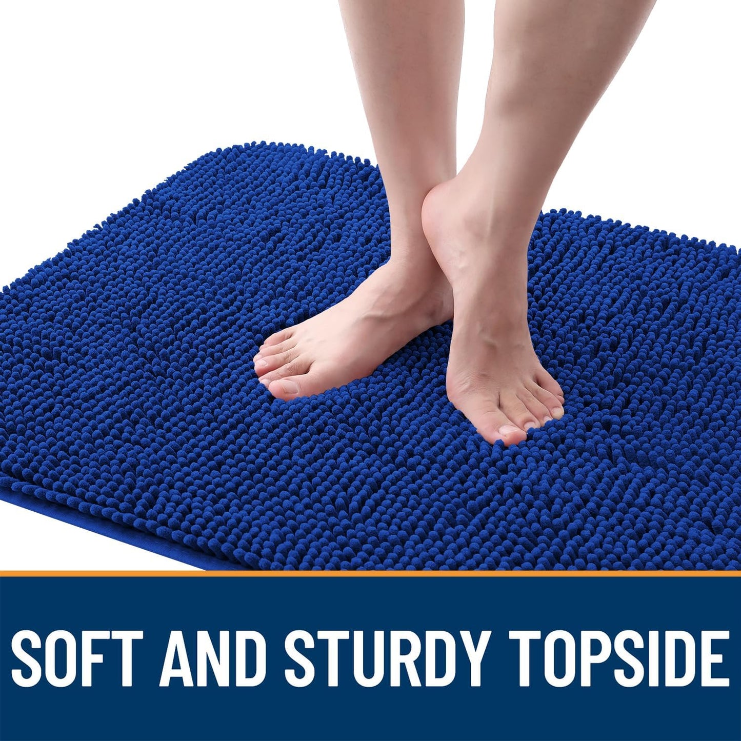 OLANLY Dog Door Mat - Absorbent Non-Slip Chenille Mat for Muddy Paws | 24x16 Royal Blue Indoor Entryway Carpet