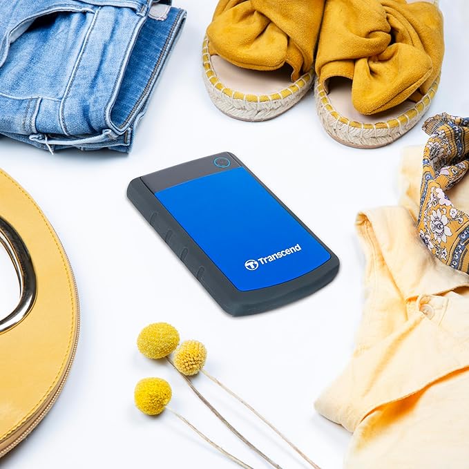 Transcend StoreJet 2TB External Hard Drive, for PS4/PC/Mac/Desktop/Laptop/Xbox, USB3.1(5Gbps)Type-A Portable HDD, One Touch Auto-Backup/Shock Resistant/Three-stage shock protection system(TS2TSJ25H3B)