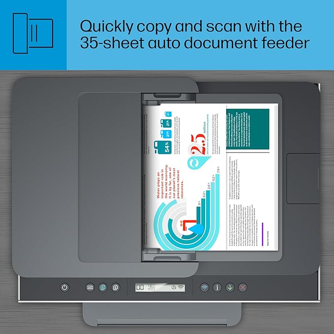 HP Smart Tank 7301 Wireless All-in-One Ink Tank Printer, Scanner, Copier with 2 Years of Ink Included, Best-for-Home Office, Cartridge-Free Refillable, AI-Enabled (28B70A)