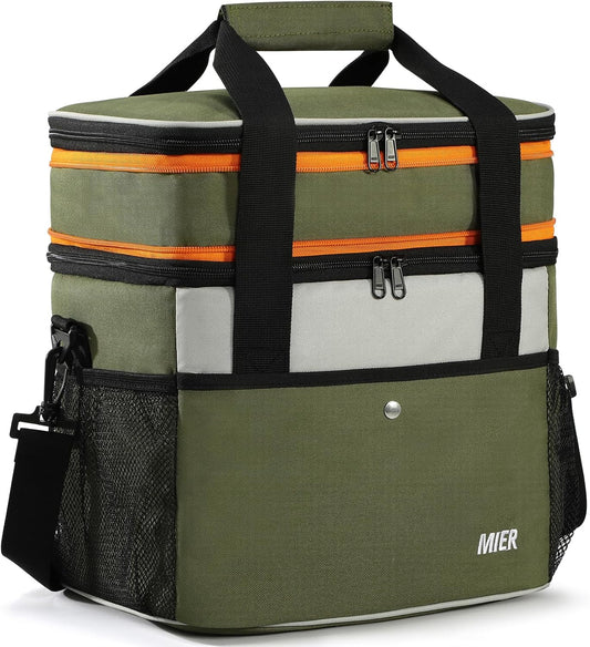 MIER Insulated Cooler Tote - Expandable 24L Lunch Bag for Work & Travel | Leakproof, Army Green